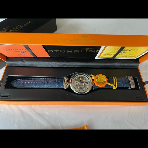 Stuhrling 127A Special Reserve Emperor Grandeur Skeleton Auto Dual Time Men *New - Picture 4 of 9